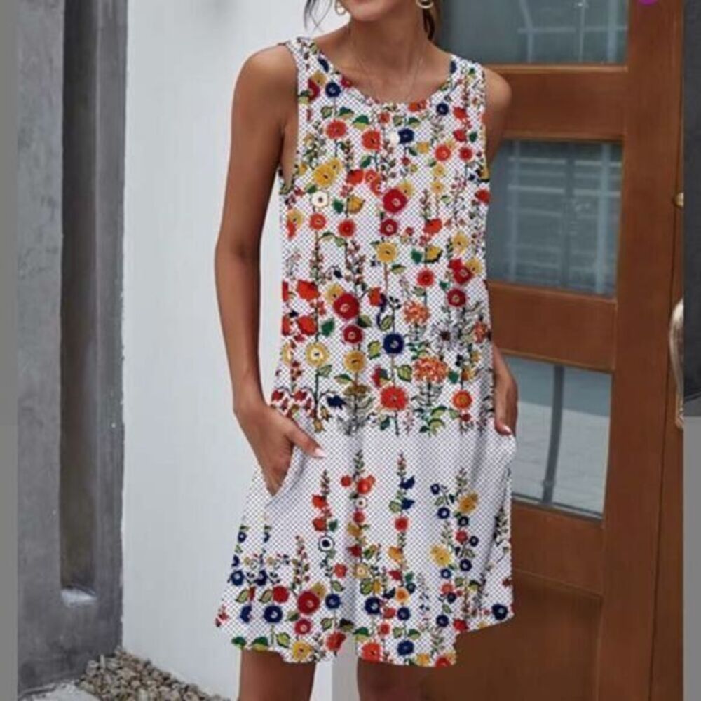 Camisa Women’s Dress sz L Floral Polka Dot NEW # A402